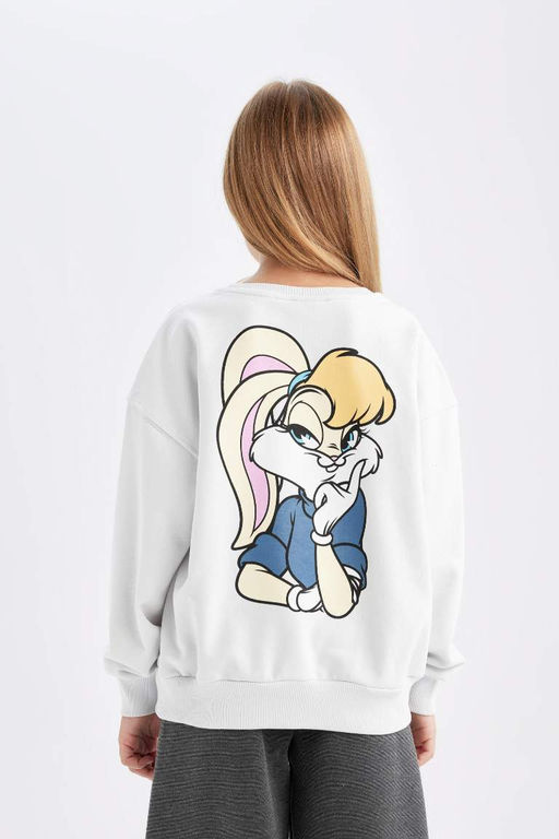 Толстовка свободного кроя с круглым вырезом Looney Tunes для девочек - Defacto фото 7