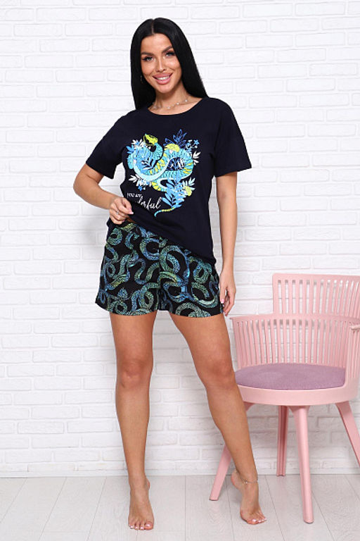 Костюм с шортами, принт (01030. бирюзовый) - Плиона фото 4