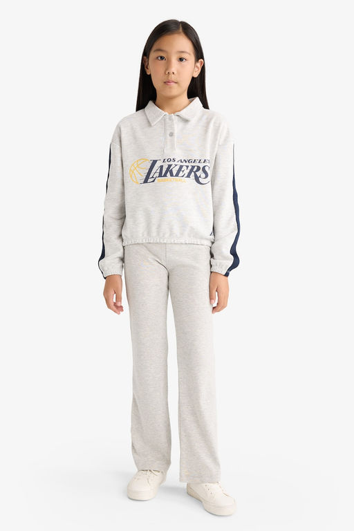 NBA Los Angeles Lakers Relax Fit Polo Yaka Sweatshirt K_z _ocuk - Defacto фото 2