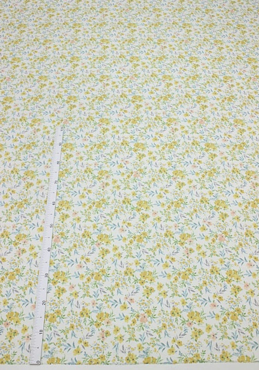 Сатин Лиат - горчичные цветы, (комп), ш.2.35м, хлопок-100%, 110гр/м.кв - Купава фото 2