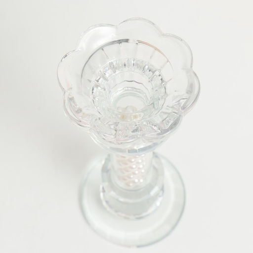 Стеклянный подсвечник на 1 свечу «Чаша на ножке с бусинами», прозрачный, d=2.3 см и 4 см; 7×7×17 см