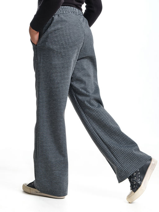 Брюки палаццо в клетку штаны для девочки детская одежда вещи 22-7859 черная клетка - Mini maxi фото 18