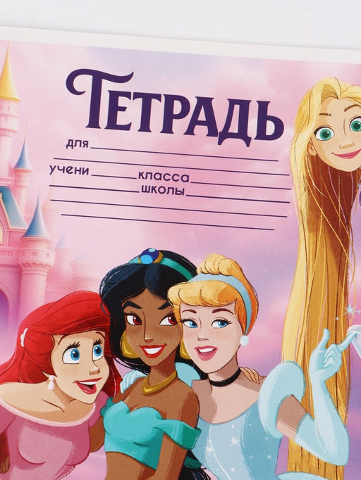 Цена за 20 шт. Тетрадь 12 листов, частая косая линейка «Принцессы Дисней»
