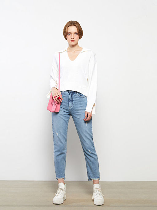 Polo Yaka Kad?n Triko Kazak