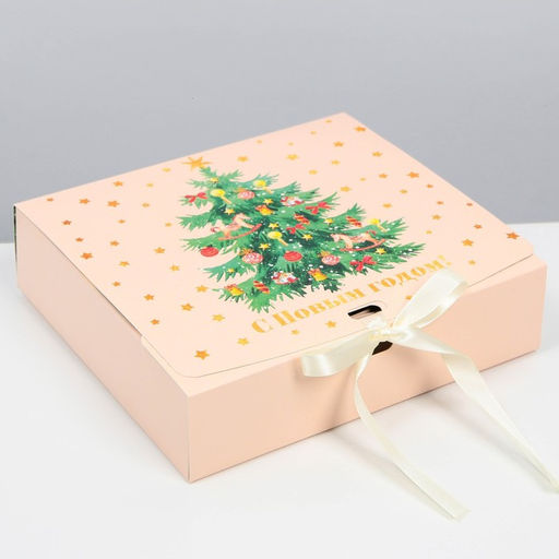 Коробка складная двухсторонняя Новогодняя ёлка, 20 18 5 см, БЕЗ ЛЕНТЫ - Дарите счастье фото 2