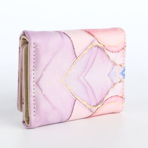 Кошелёк женский на кнопке, 10×1.5×8 см, с принтом, розовый