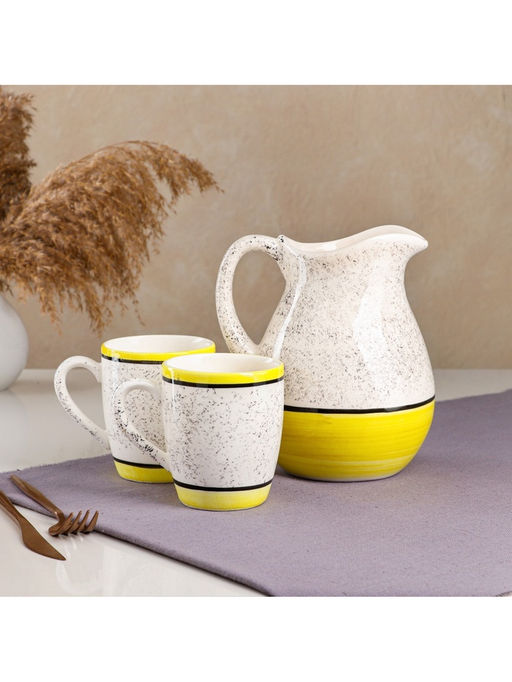 Набор посуды Керамика ручной работы «Персия», 3 предмета: кувшин 1.5 л, кружки 350 мл, 1 сорт, жёлтый, Иран
