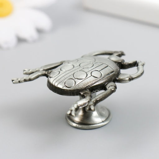 Ручка для шкатулки металл «Божья коровка», состаренное серебро, 4.8×4.3 см