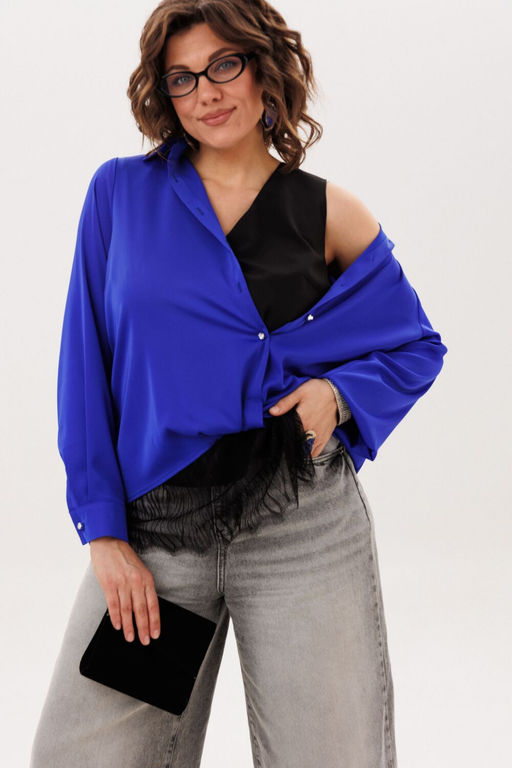 Блуза ANELLI 1663 ослепительно синий  фото 4