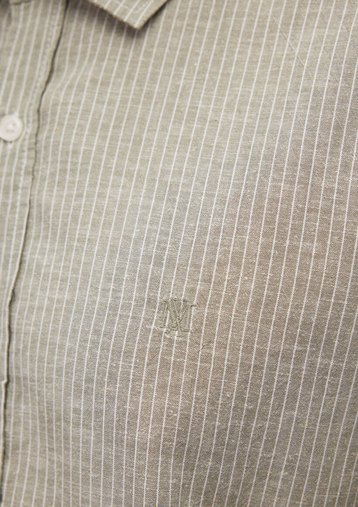 Cizgili Yesil Tencel TM Lyocell Gomlek - Mavi фото 6