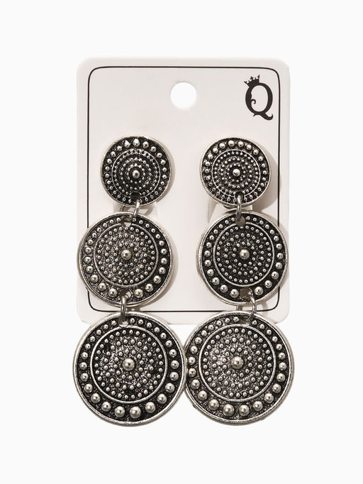 Цена за 2 шт. Клипсы «Три диска», цвет чернёное серебро