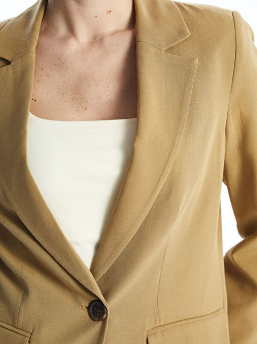 Keten Kar???ml? Kad?n Blazer Ceket
