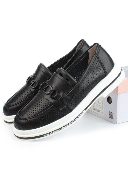 03-PDD170-3 BLACK Лоферы женские (натуральная кожа)