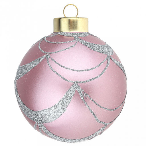 Елочная игрушка шар стеклянная д9,5см, розовый металлик, ручная художественная роспись, подарочная упаковка (Россия) - Домашняя мода фото 4