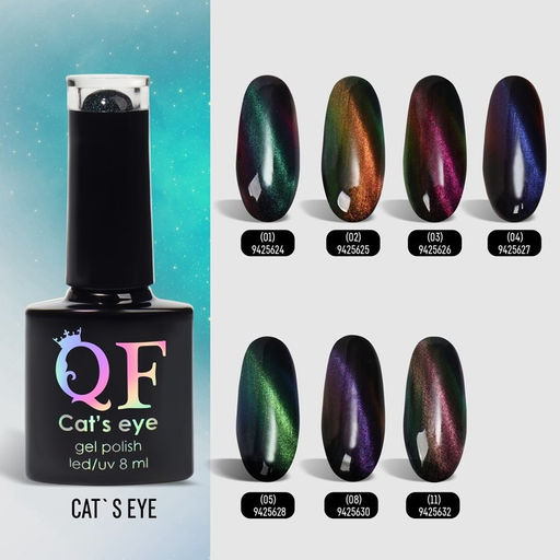 Гель-лак для ногтей, CATS EYE, 3-х фазный, 8мл, LED/UV, цвет хамелеон/серый/фиолетовый (01) - Queen fair фото 6