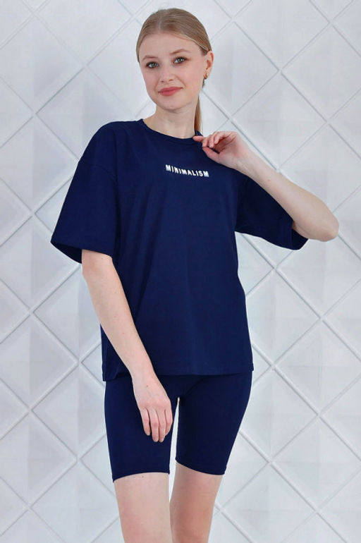 Арт. 5727 Костюм с велосипедками 42-50 (5 шт) Цвет:верх- пудра, низ- пудра