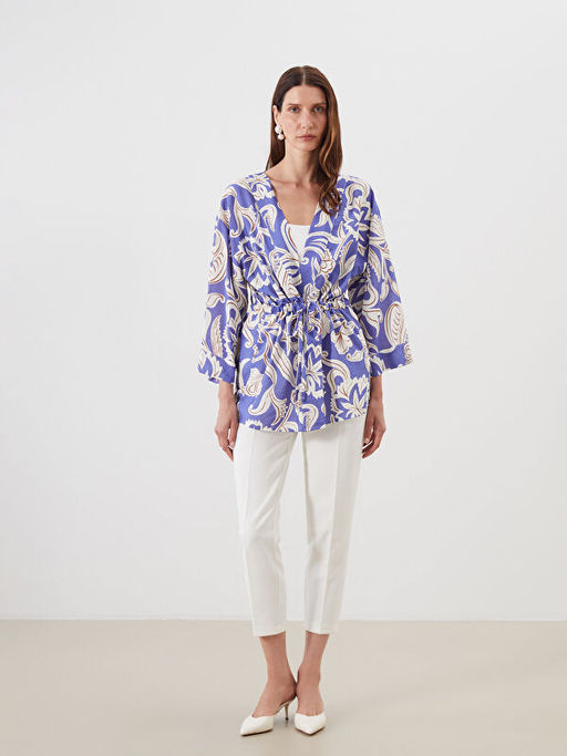 ?al Yaka Desenli Kad?n Kimono