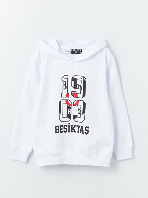 Be?ikta? Bask?l? Uzun Kollu Erkek ?ocuk Hoodie