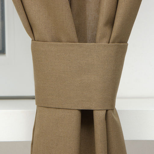 Шторы для кухни Этель ECO, 130±6×180 см - 2 шт., подхваты - 2 шт., оливковые