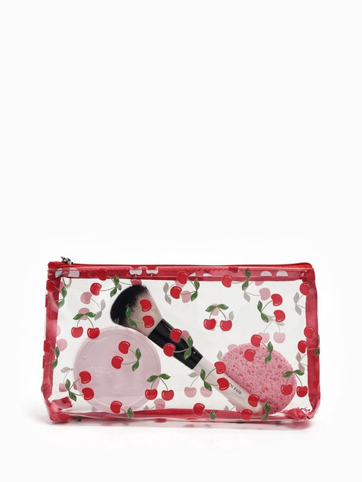 Косметичка женская Cherries, для бассейна, прямоугольная, прозрачная