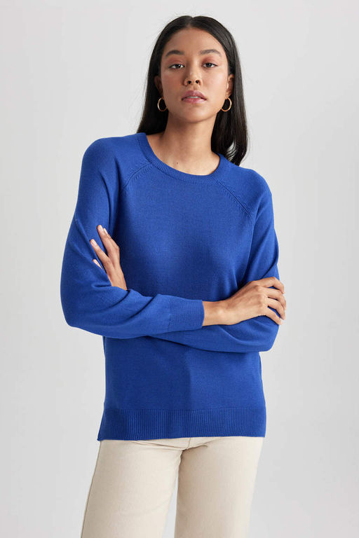 Свитер Relax Fit с круглым вырезом - Defacto фото 4