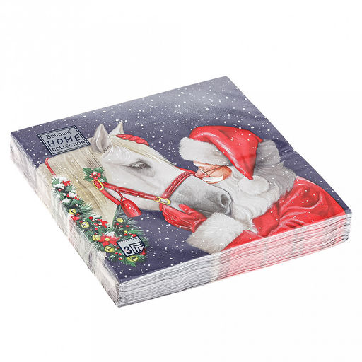 Салфетки бумажные "Bouquet Home Collection Classic" 33х33см, 3-х слойные, 20 штук в упаковке, 100% целлюлоза, "Дед мороз и Верный друг" (Россия)