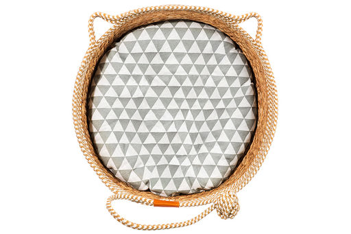 Лежанка плетеная для кошек и собак 40*40*14 см, с подушкой и игрушкой - Elan gallery фото 11