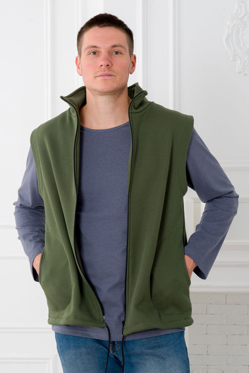 Жилет мужской из футера 3-х нитка хаки - Амадэль фото 3