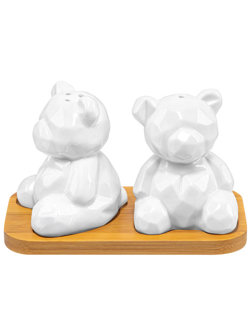 Набор для специй 2 пр. 14*7,2*8,5 см Мишки на деревянной подставке - Elan gallery фото 3