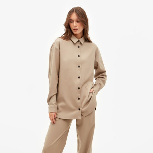 Костюм женский (рубашка, брюки) MINAKU: Casual collection цвет бежевый, размер 44