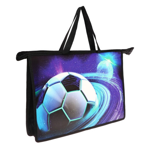 Папка с ручками А4, 335 х 235 х 55 мм, пластиковая, ручки-шнурок, Calligrata Футбол  фото 2