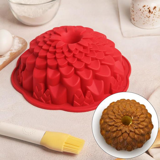 Форма для выпечки Доляна Хризантема, силикон, 22?7,5 см, цвет МИКС  фото 4