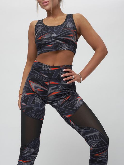 Костюм для фитнеса женский темно-серого цвета 2922TC - FUYOUKAI фото 22