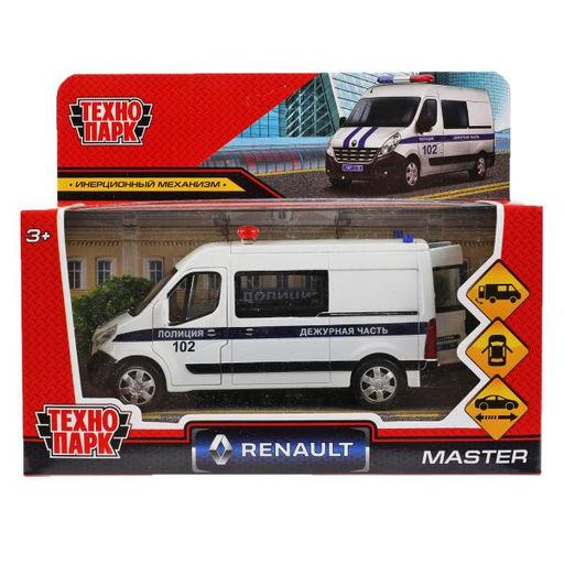 . Модель "Renault Master Полиция" металл 14 см, двери, инерц, белый, арт.MASTER-14POL-WH