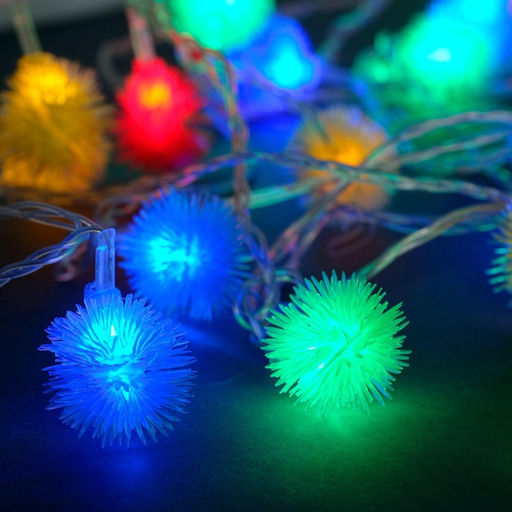 Гирлянда Нить 5 м с насадками Ёжики цветные, IP20, прозрачная нить, 30 LED, свечение мульти, 8 режимов, 220 В - Luazon lighting фото 3