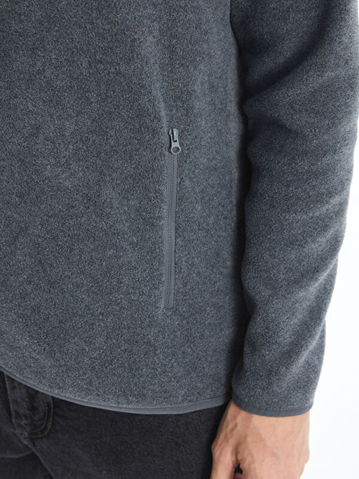 Dik Yaka Uzun Kollu Polar Erkek Fermuarl? Sweatshirt