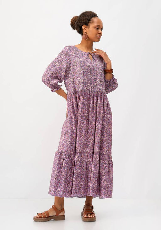 Платье с ярусами из штапеля сиреневый