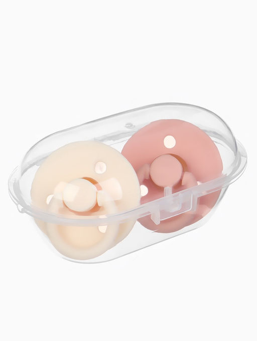 Соски-пустышки, от 0 мес., латекс, классические, в контейнере, набор из 2 шт., персиковый/айвори, M&B