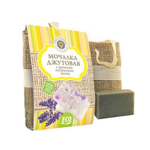 Мочалка джутовая с крымским натуральным мылом САКСКАЯ ГРЯЗЬ - Мануфактура дом природы фото 3