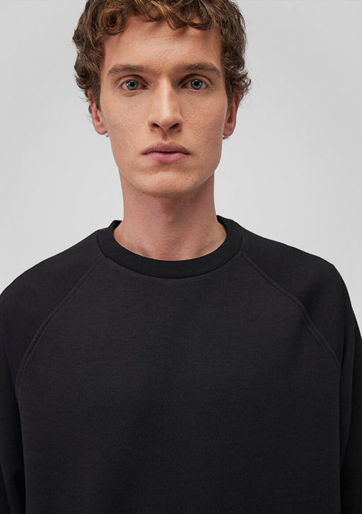 Bisiklet Yaka Siyah Basic Sweatshirt - Mavi фото 7