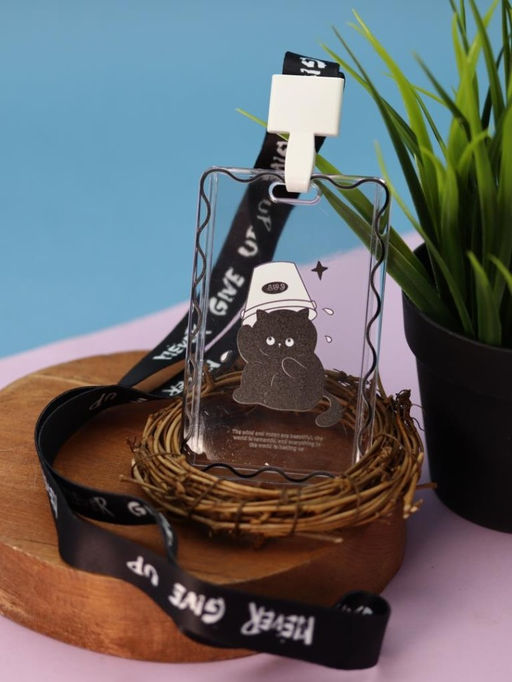 Футляр для карт на ленте ПО ПЛАНУ. "Сat under the bucket", transparent