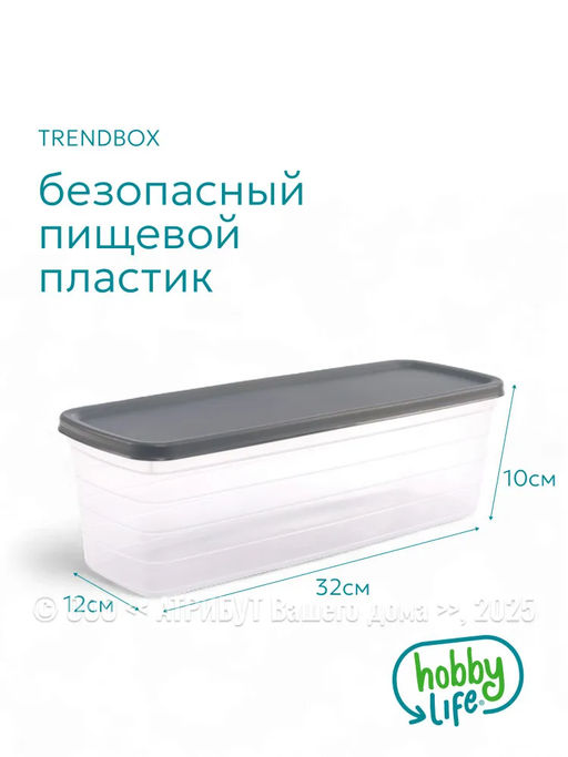 Контейнер пищевой TRENDBOX прозрачный 2.6л длинный высокий