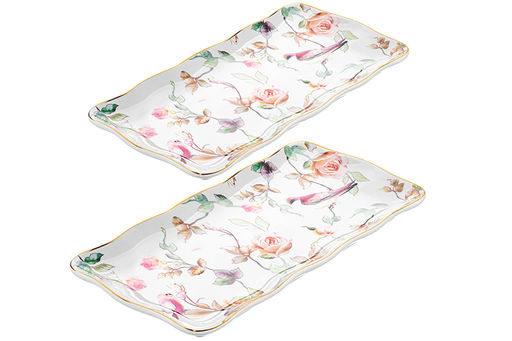Набор 2 блюд 27,5*13,5*2 см + 31*15,5*2,5 см Певчие птички NEW BONE CHINA, фарфор - Elan gallery фото 5