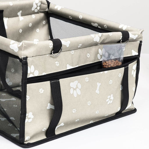 Автокресло для животных 40*30*25 см, серое с белыми лапками и косточками - Пижон фото 9