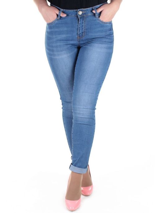 L0132 BLUE Джинсы зауженные женские Vickys Love - Фабричный китай фото 2