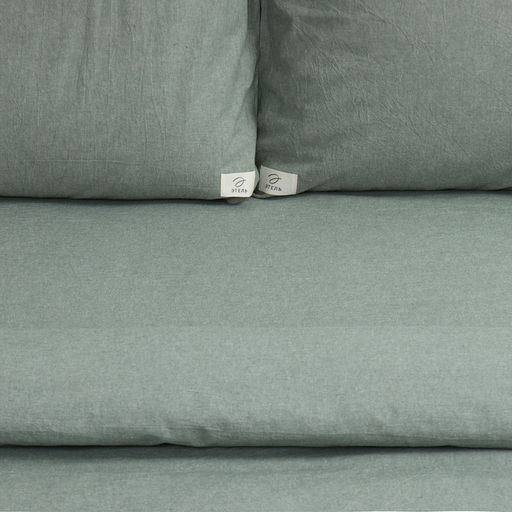 Постельное бельё Этель Denim 1.5 сп, 155х210см, 160х240см, 50х70-2шт, цвет оливковый, жатый хлопок, 140гр/  фото 3