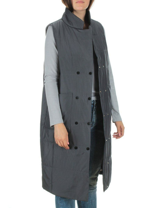 M007 DK.GRAY Жилет женский демисезонный (100 гр. синтепон) - Фабричный китай фото 8