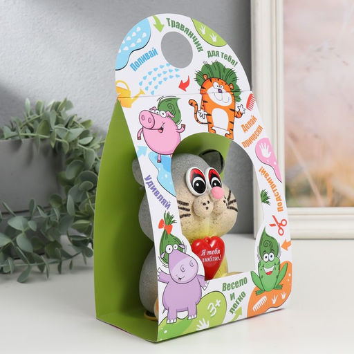 Растущий подарок травка «Кот серый», фигурка для выращивания, МИКС