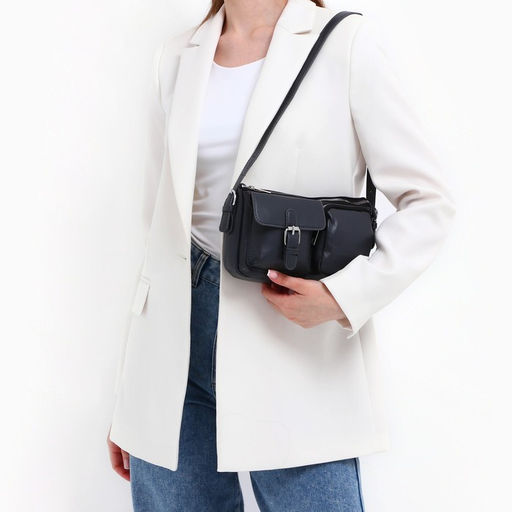 Сумка женская с карманами кожзам, графит