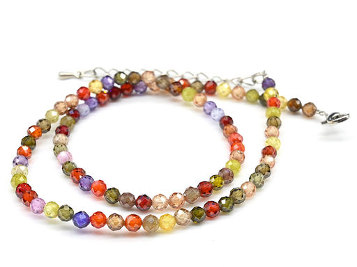 Чокер из фианитов шарик гр.4мм цв.ассорти, 39см